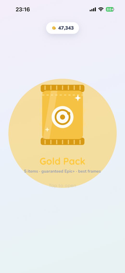 A gold pack waiting to be opened